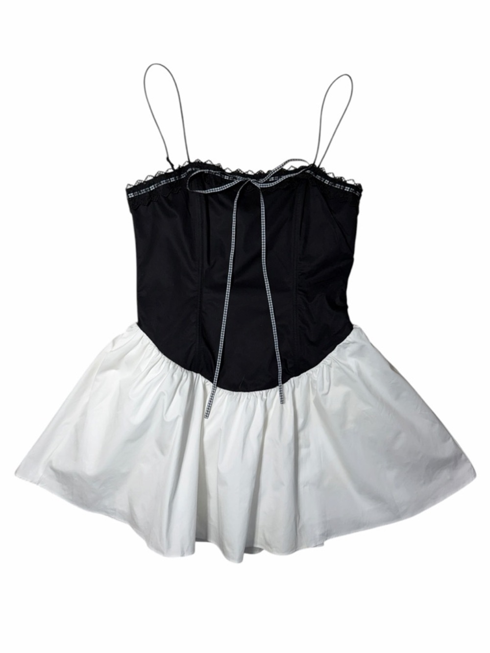 For Love & Lemons Black and White Annabelle Mini Dress Womans M - Picture 2 of 11